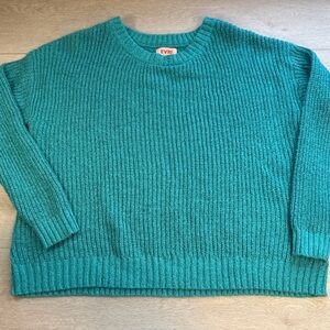 EVRI Bright Aqua Green Chunky Ribbed Pullover Sweater Size 1X G48